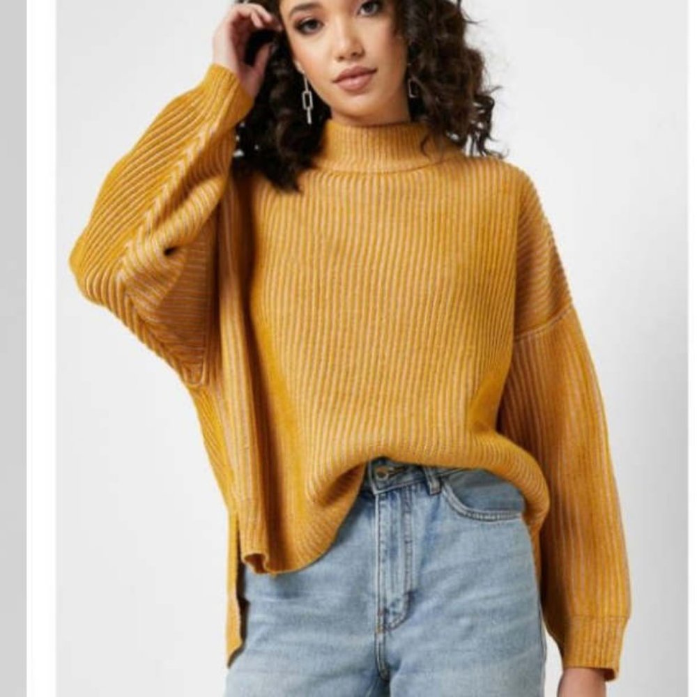 Topshop Mock Neck Pullover Ribbed Knit Sweater 4-6 S